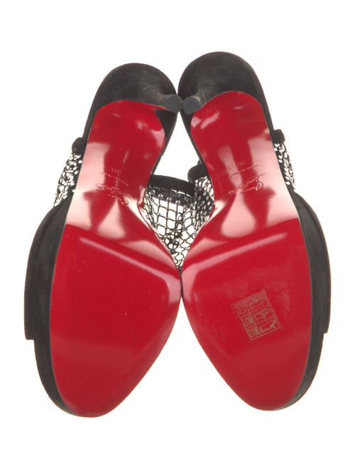 Christian Louboutin Suede Crystal Embellishments Slingback Sandals