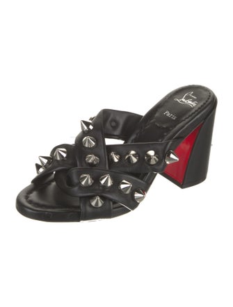 Christian Louboutin Leather Studded Accents Slides