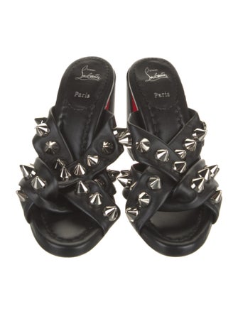 Christian Louboutin Leather Studded Accents Slides