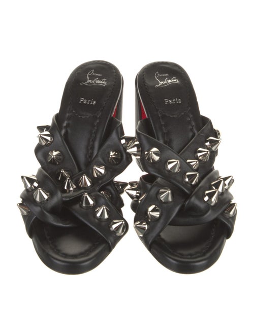 Christian Louboutin Leather Studded Accents Slides