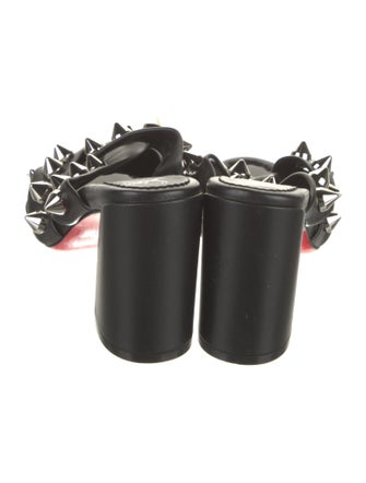 Christian Louboutin Leather Studded Accents Slides