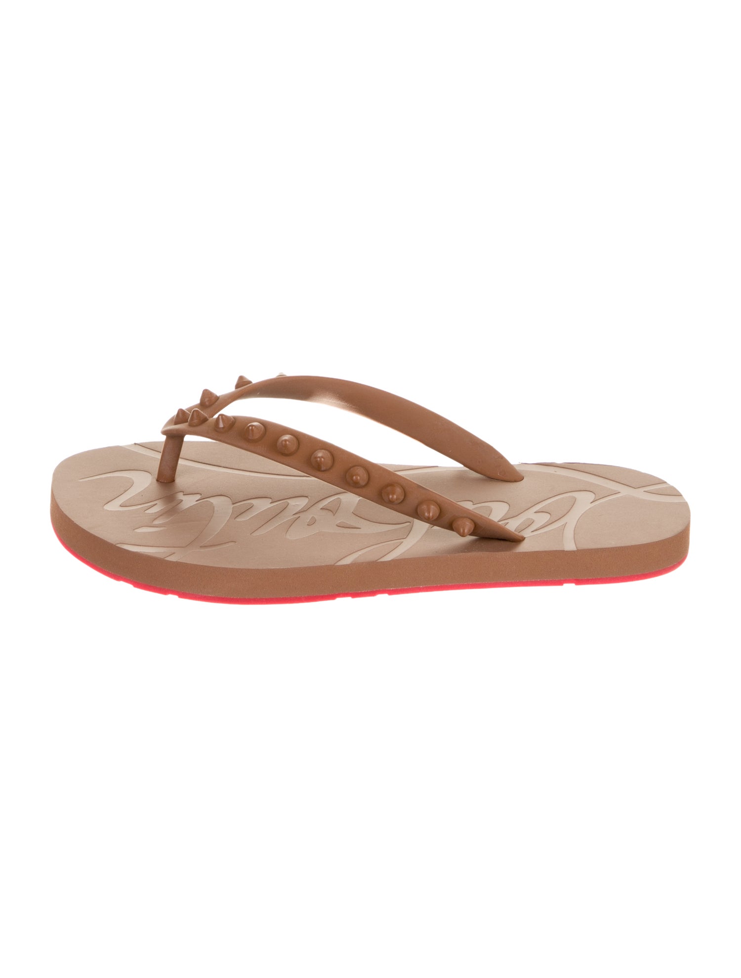 Christian Louboutin Rubber Studded Accents Flip Flops