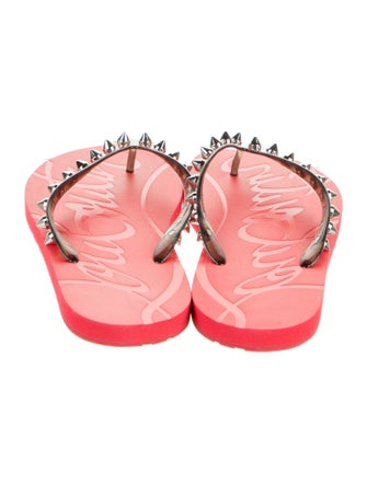 Christian Louboutin Rubber Studded Accents Flip Flops