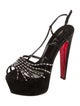 Christian Louboutin Suede Crystal Embellishments Slingback Sandals
