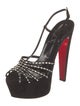 Christian Louboutin Suede Crystal Embellishments Slingback Sandals