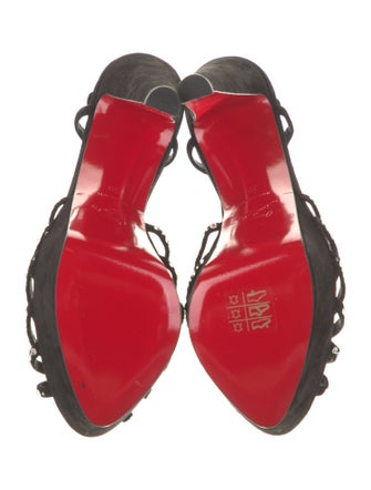 Christian Louboutin Suede Crystal Embellishments Slingback Sandals