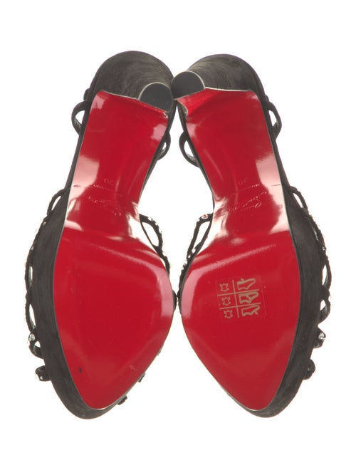 Christian Louboutin Suede Crystal Embellishments Slingback Sandals