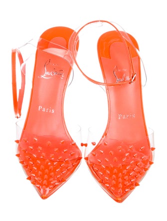 Christian Louboutin PVC Studded Accents Slingback Pumps