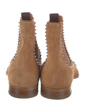Christian Louboutin Suede Studded Accents Chelsea Boots
