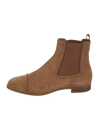 Christian Louboutin Suede Studded Accents Chelsea Boots