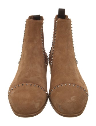 Christian Louboutin Suede Studded Accents Chelsea Boots