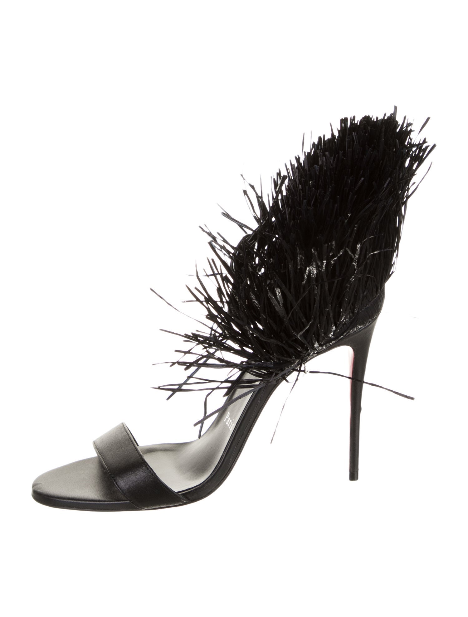 Christian Louboutin Straw Leather Trim Embellishment Sandals