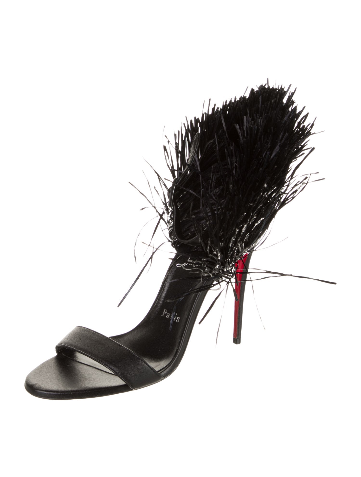 Christian Louboutin Straw Leather Trim Embellishment Sandals