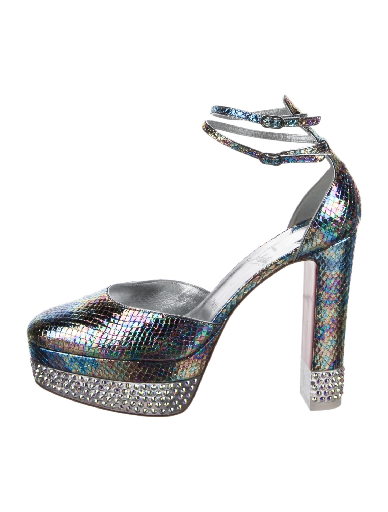 Christian Louboutin Patent Leather Crystal Embellishments D'Orsay Pumps