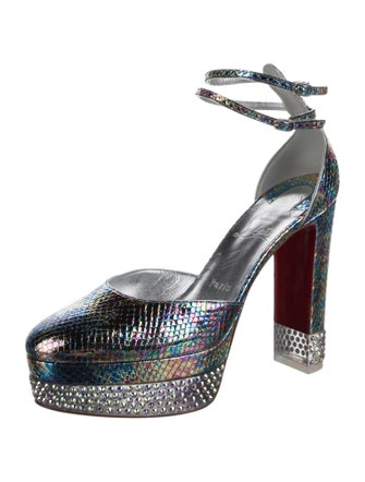 Christian Louboutin Patent Leather Crystal Embellishments D'Orsay Pumps