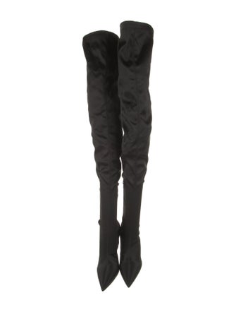 Christian Louboutin Satin Crystal Embellishments Sock Boots