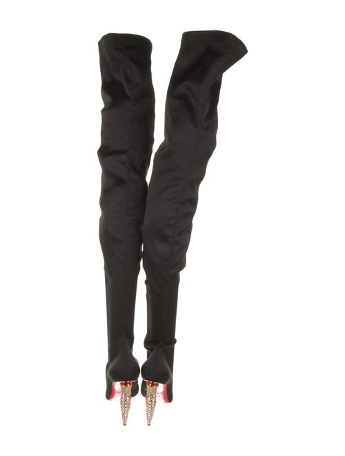 Christian Louboutin Satin Crystal Embellishments Sock Boots