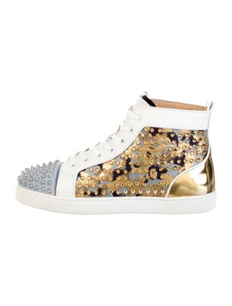 Christian Louboutin Spike Accents Leather Sneakers