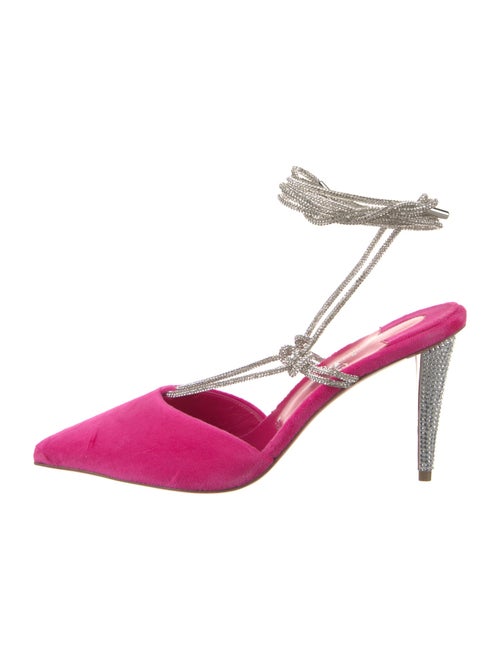 Christian Louboutin Velvet Crystal Embellishments Slingback Pumps