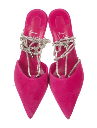 Christian Louboutin Velvet Crystal Embellishments Slingback Pumps