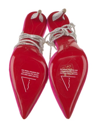 Christian Louboutin Velvet Crystal Embellishments Slingback Pumps