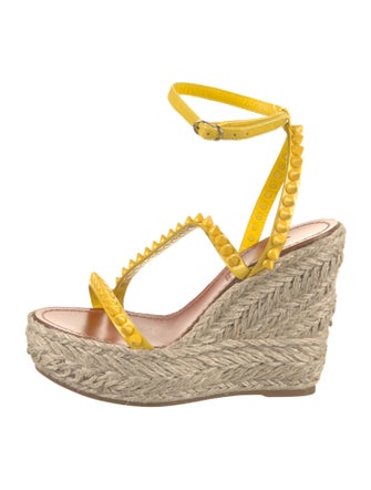 Christian Louboutin Spike Accents Patent Leather Espadrilles