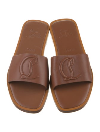 Christian Louboutin Leather Embroidered Accent Slides