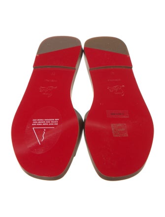Christian Louboutin Leather Embroidered Accent Slides