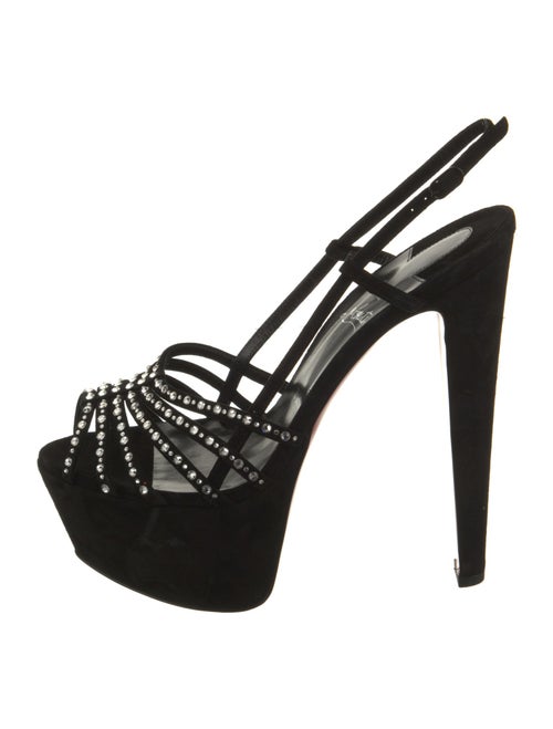 Christian Louboutin Suede Crystal Embellishments Slingback Sandals