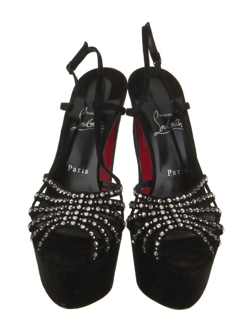 Christian Louboutin Suede Crystal Embellishments Slingback Sandals