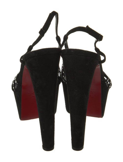 Christian Louboutin Suede Crystal Embellishments Slingback Sandals