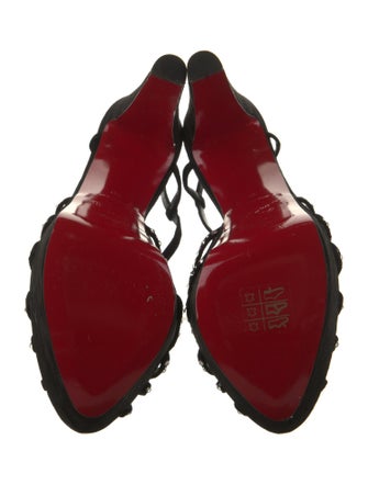Christian Louboutin Suede Crystal Embellishments Slingback Sandals