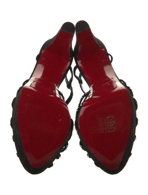Christian Louboutin Suede Crystal Embellishments Slingback Sandals
