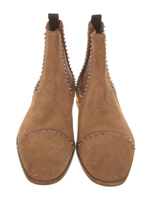 Christian Louboutin Suede Studded Accents Chelsea Boots