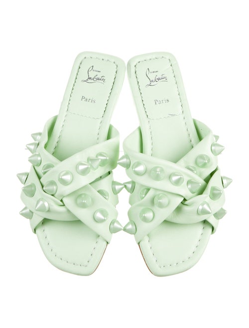 Christian Louboutin Leather Studded Accents Slides