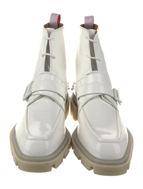 Christian Louboutin Patent Leather Studded Accents Lace-Up Boots