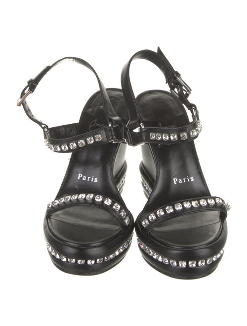 Christian Louboutin Leather Crystal Embellishments Slingback Sandals