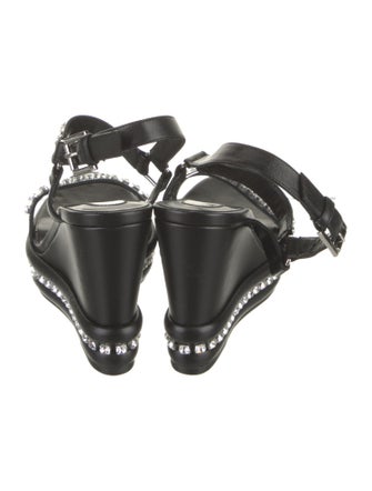 Christian Louboutin Leather Crystal Embellishments Slingback Sandals