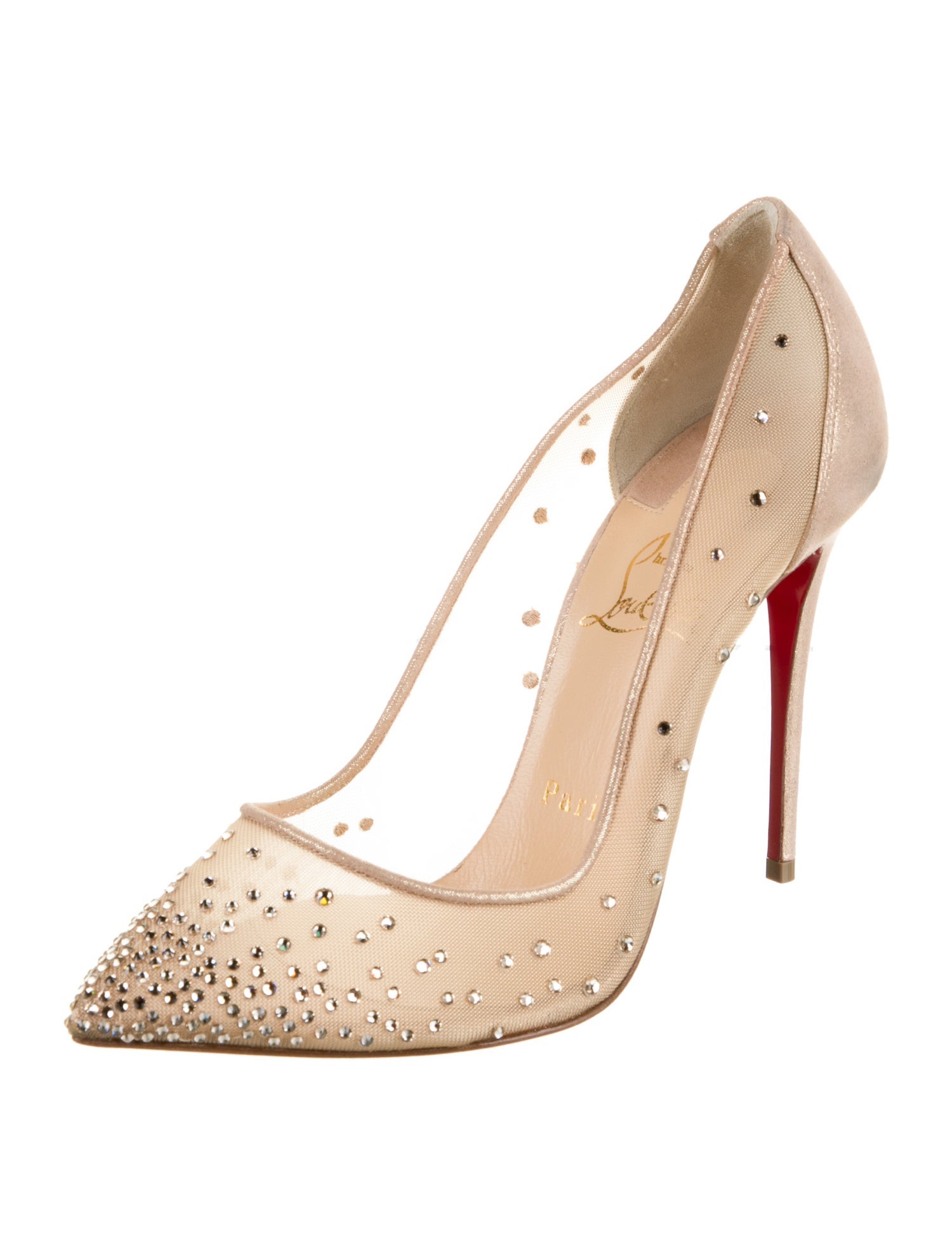 Christian Louboutin Mesh Crystal Embellishments Pumps