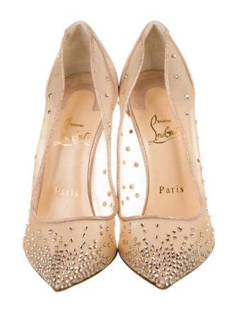 Christian Louboutin Mesh Crystal Embellishments Pumps