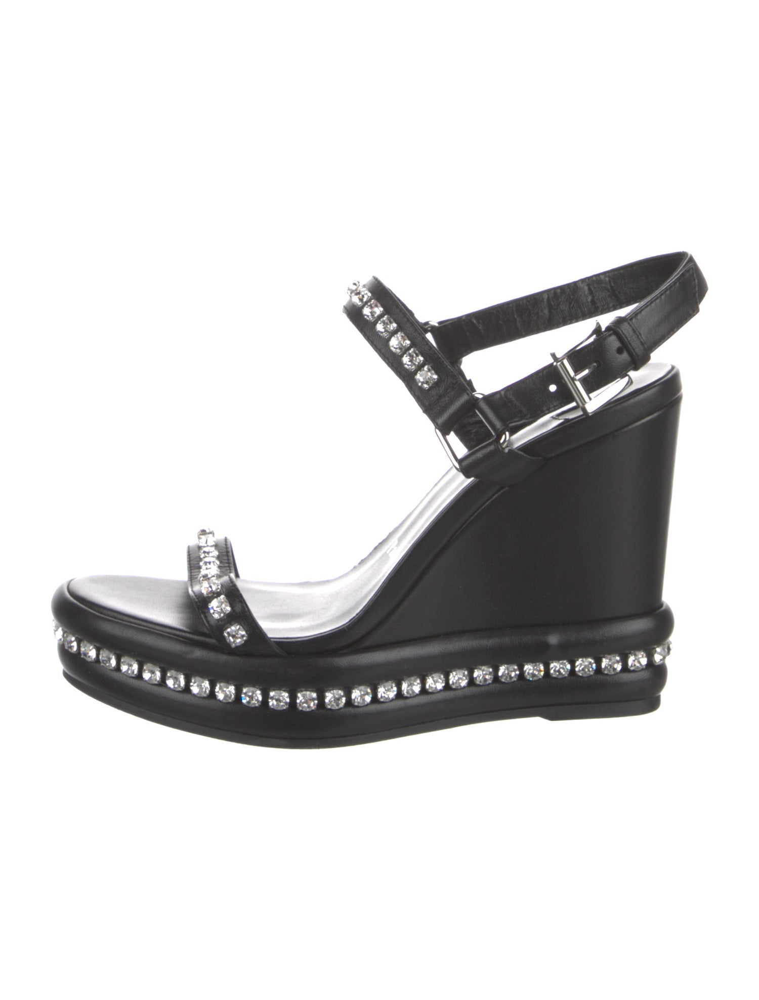 Christian Louboutin Leather Crystal Embellishments Slingback Sandals