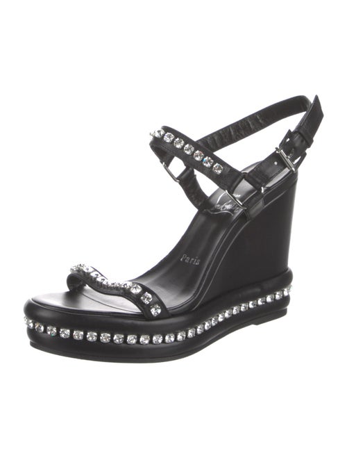 Christian Louboutin Leather Crystal Embellishments Slingback Sandals