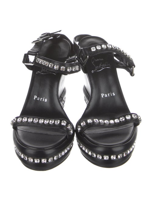 Christian Louboutin Leather Crystal Embellishments Slingback Sandals