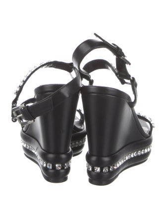 Christian Louboutin Leather Crystal Embellishments Slingback Sandals