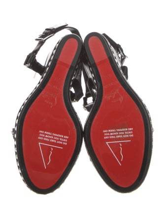 Christian Louboutin Leather Crystal Embellishments Slingback Sandals