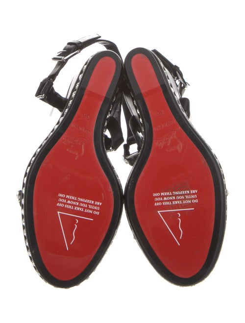 Christian Louboutin Leather Crystal Embellishments Slingback Sandals