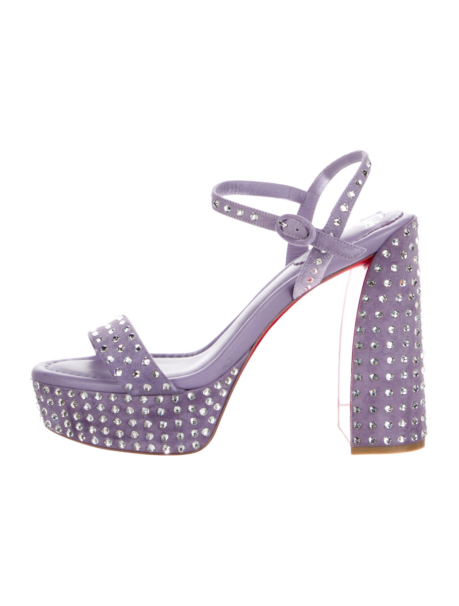 Christian Louboutin Suede Crystal Embellishments Sandals