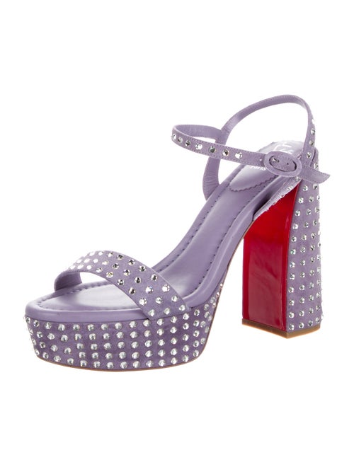 Christian Louboutin Suede Crystal Embellishments Sandals