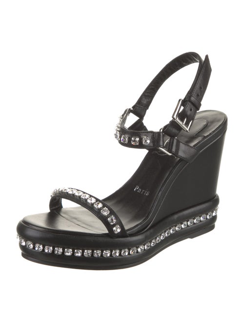 Christian Louboutin Leather Crystal Embellishments Slingback Sandals