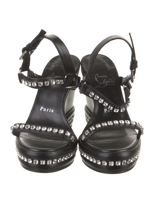 Christian Louboutin Leather Crystal Embellishments Slingback Sandals